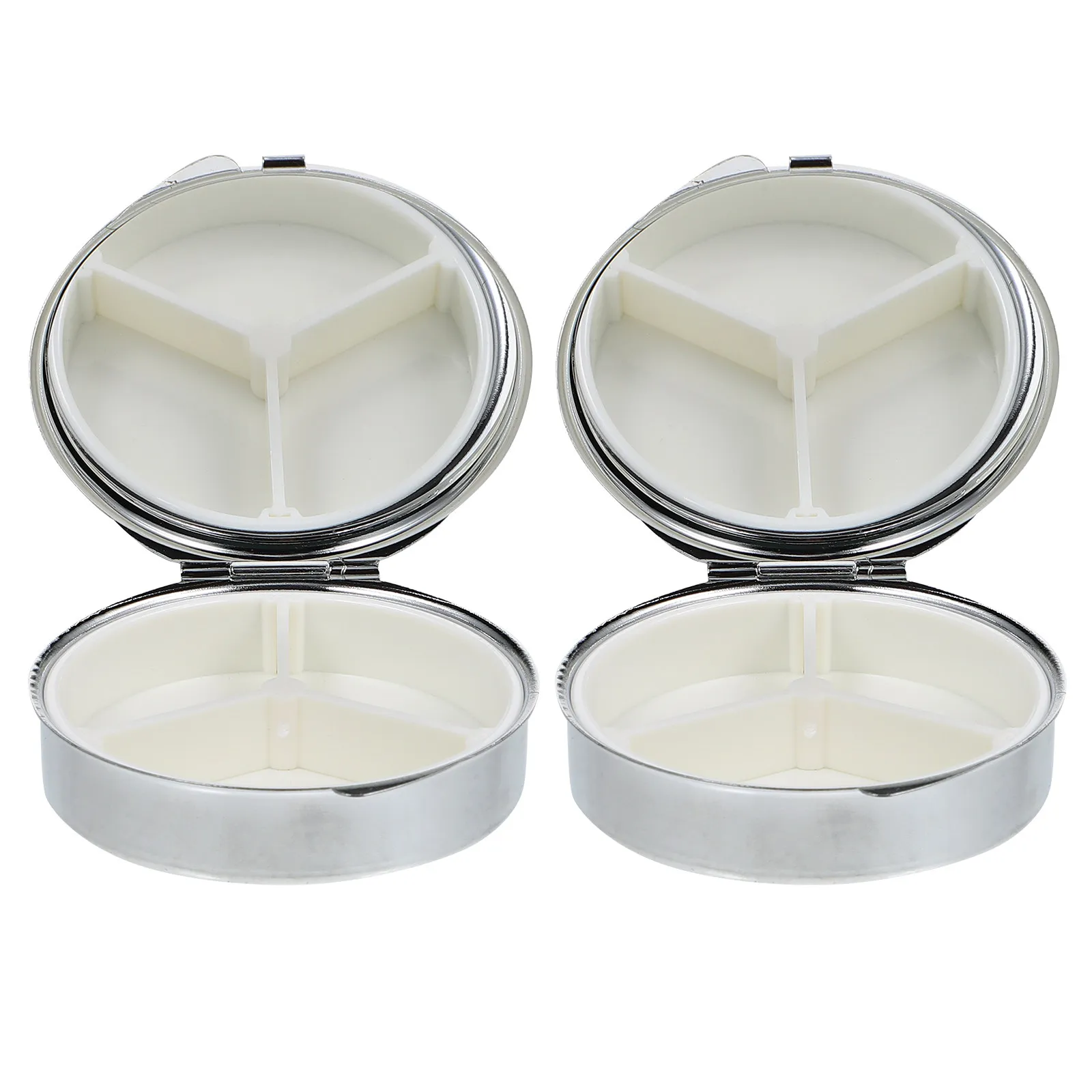 2Pcs Portable Mini Pill Boxes Medicine Organizers Round Jewelry Holders Compact Durable Storage Cases Medicine Organizers