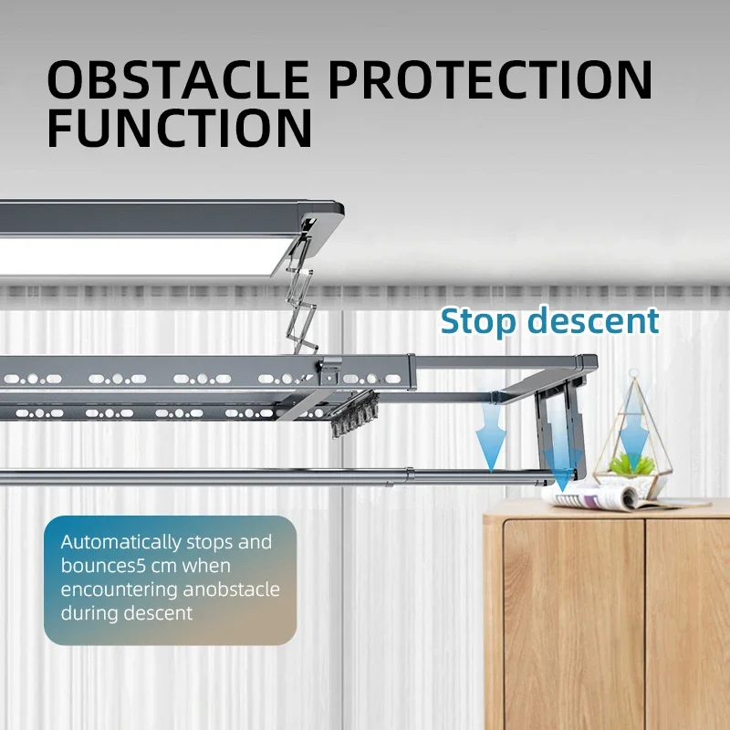 Smart Foldable Ceiling Electric Drying Rack LED Light Equipped 35KG Load Indoor Household Laundry Clothes Hanging Dryer