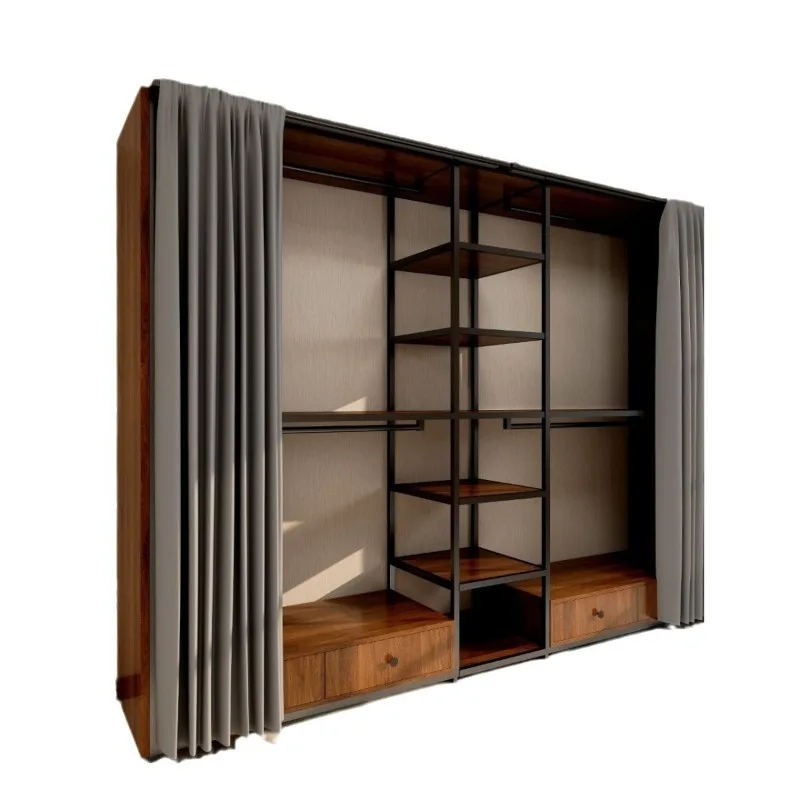 Light luxury simple floor open walk into the metal cloakroom combination double bedroom shelf wardrobe
