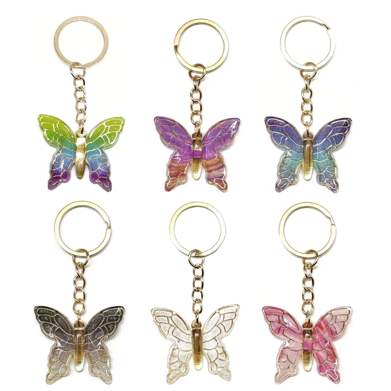 Eye Catching Butterfly Keychain Charm Colorful Pendant Keyring Fashionable Accessory for Handbags Backpacks