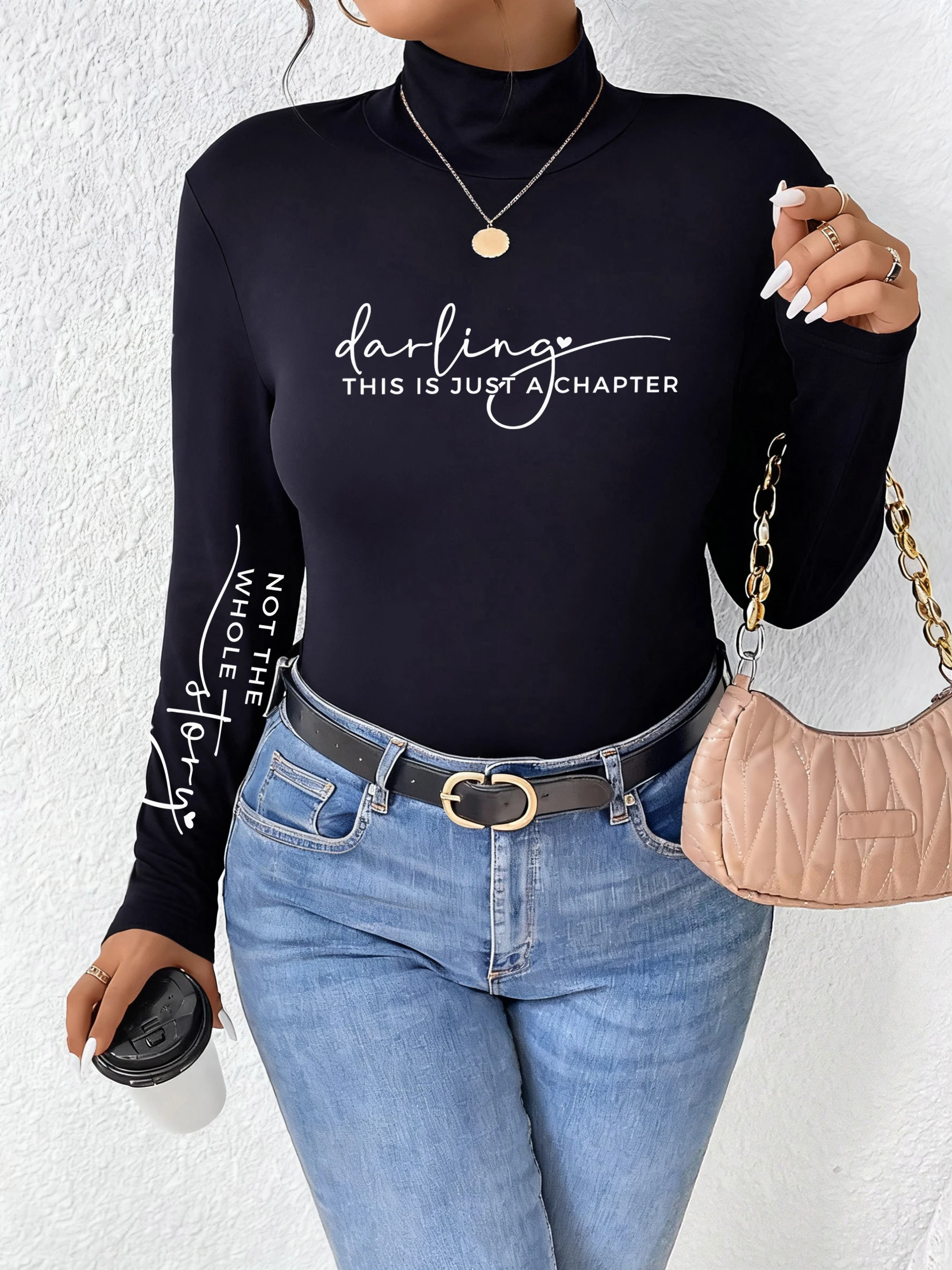 

This Is Just A Chapter Prints Теплые пуловеры для женщин Мягкая базовая футболка Удобные осенние топы Утолщенные повседневные пуловеры с длинным рукавом