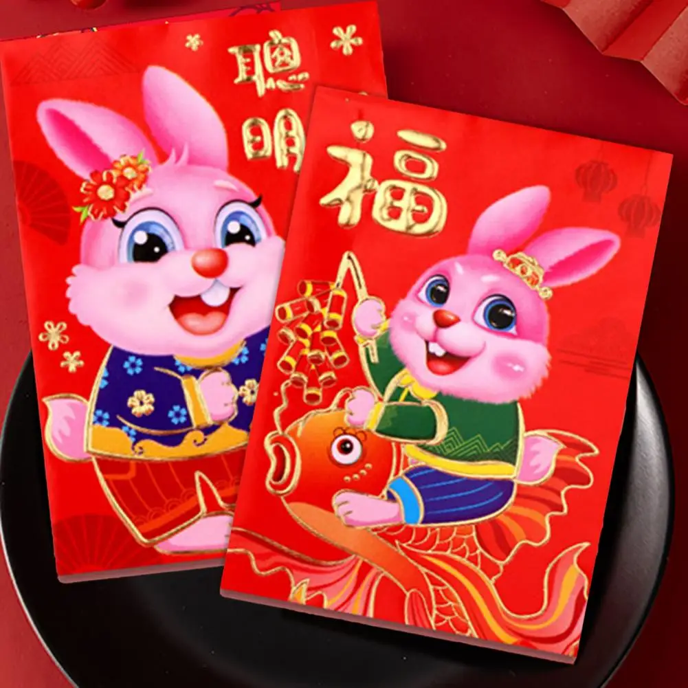 Red Envelopes 6Pcs Useful Beautifully Foil Stamped  2023 Rabbit Patterns Red Packet for Festival