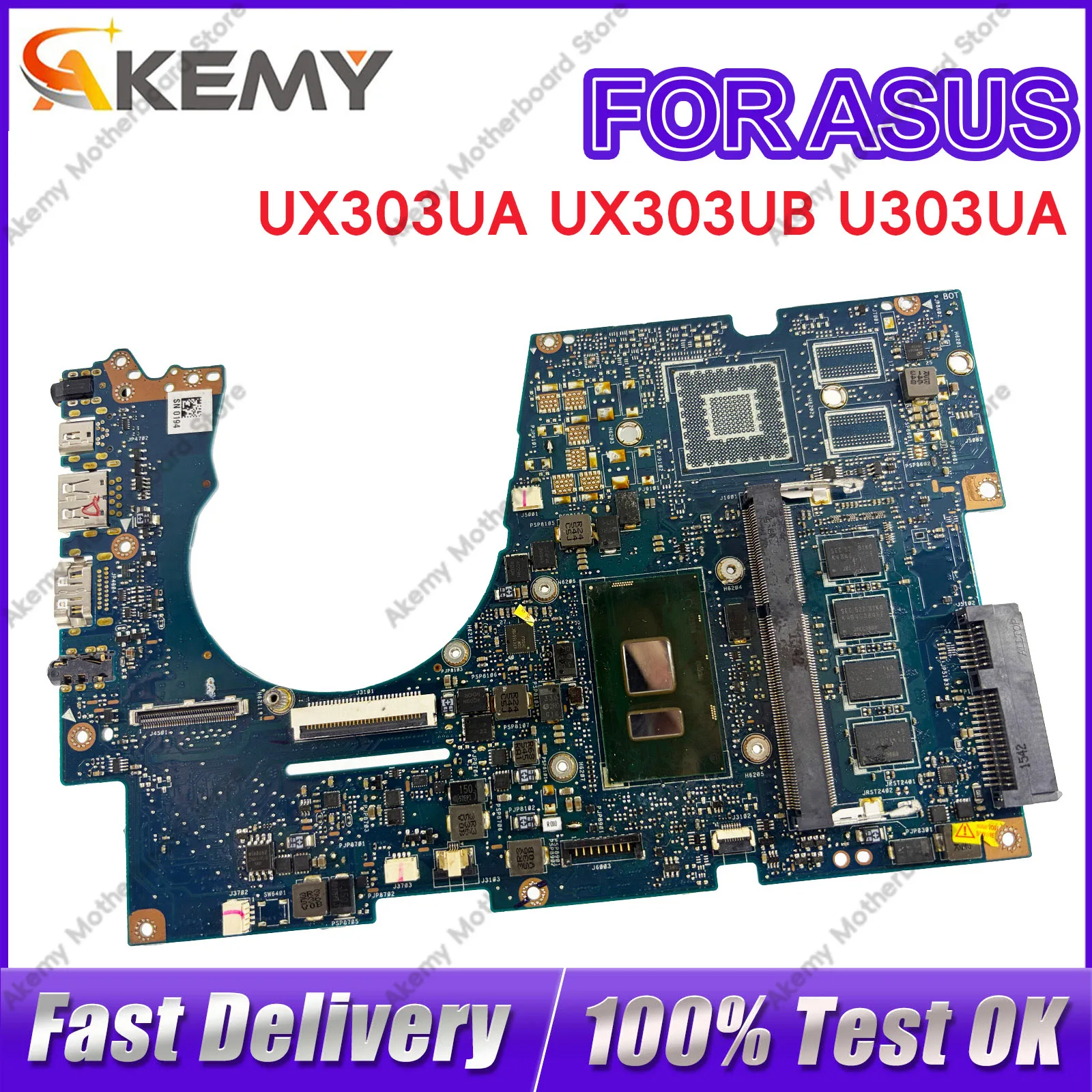 

UX303UA Laptop Motherboard For ASUS ZenBook UX303UA UX303UB UX303U U303UB U3000 BX303U U303UA Mainboard W/ I3 I5 I7 CPU tests OK