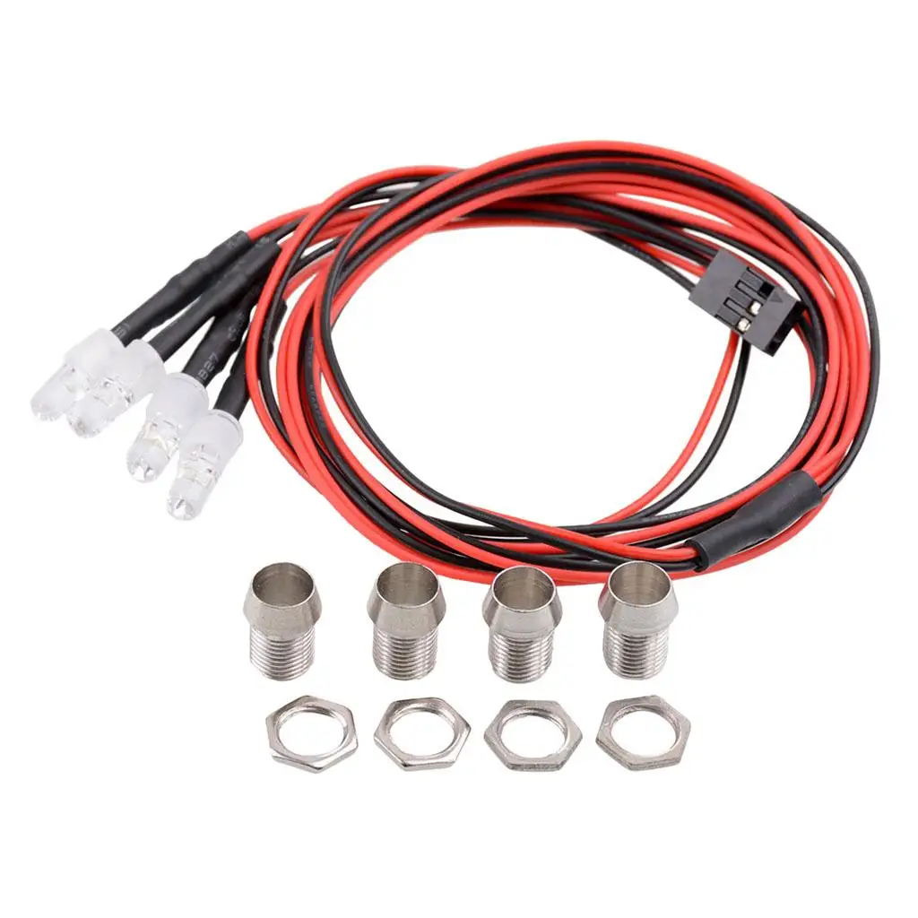 RC Led Headlights 5mm Metal Car Parts White Red Light Set for 1 12 RC Truck Off Road