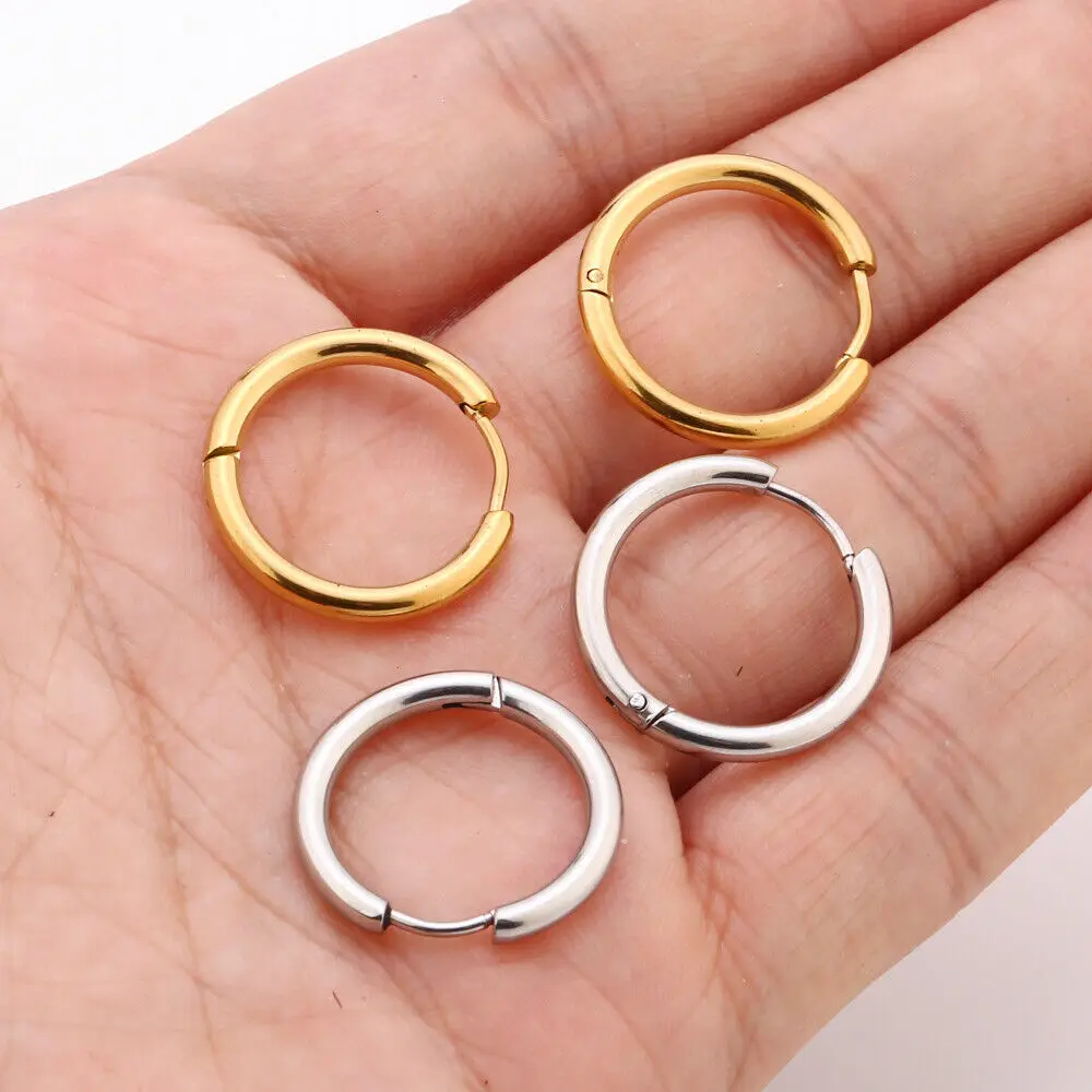 20pcs Stainless Steel Small Hoops Earring Piercing Ear Cartilage 2.5x16mm Women Men Stainles Steel Round Circle Pendientes