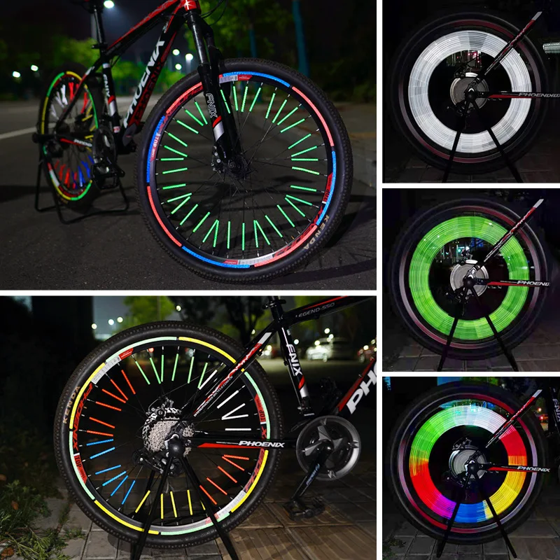 12pcs/Bag Bicycle Spoke Reflective Strip Bike Riding Wheel Rim Spoke Mount Clip Tube 7.5cm Bike Spoke Sticker Tube Warning Strip