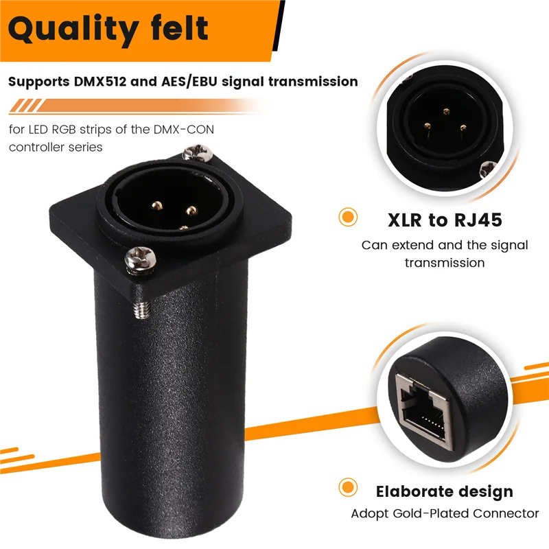 

A32T-DJ Gear D Series XLR 3Pin Male To RJ45 Female Chassis Connector For DMX512 DMX-CON Usage