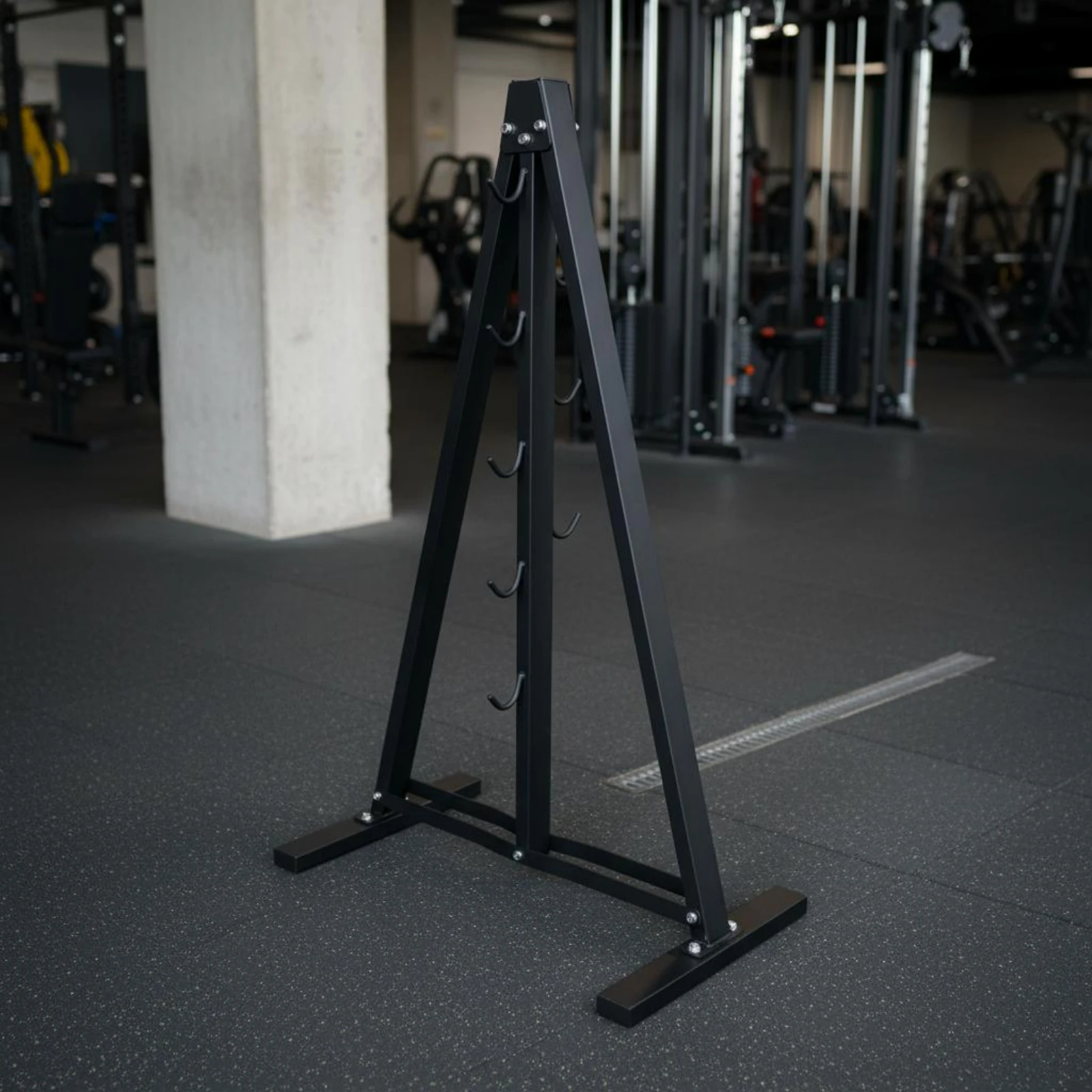 Picture 6: Foldable Triangular-Frame Rack Space-Saving 8-Hook Metal Stand Black Freestanding Rack Entryway Organizer Storage Furniture
