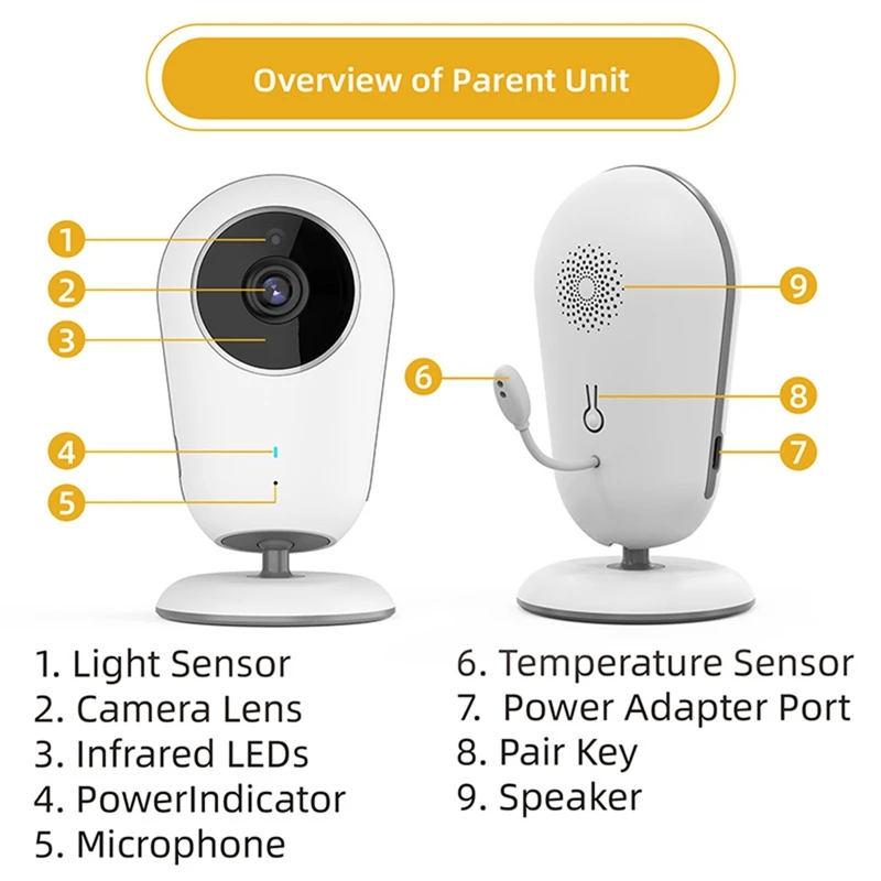 กล้องวิดีโอ Baby Monitor ขนาด 4 นิ้วรายวัน ซูมดิจิตอล 3 เท่า เสียงสองทาง กล้องรักษาความปลอดภัย HD Night Vision อัตโนมัติ