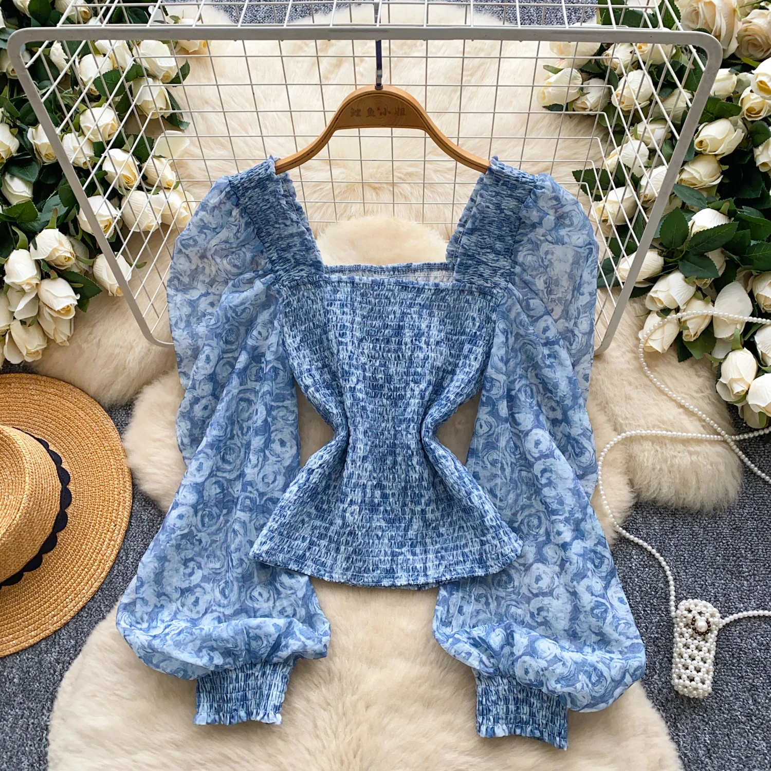 シックな長袖プリントエレガントなファッションセクシーなオフィスレディシャツ女性ブラウス秋の女性の服