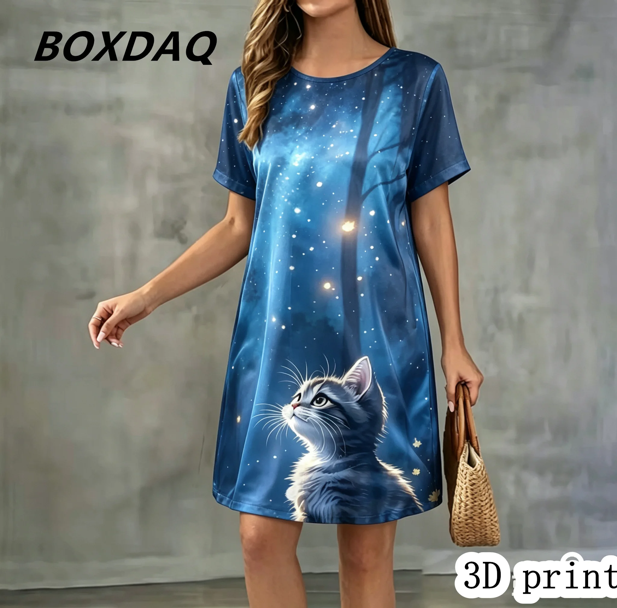 Elegant Christmas Snowflake Pattern Women Dress Summer New Short Sleeve O-neck 3D Print Loose Casual Dress Big Size 3XL Vestidos