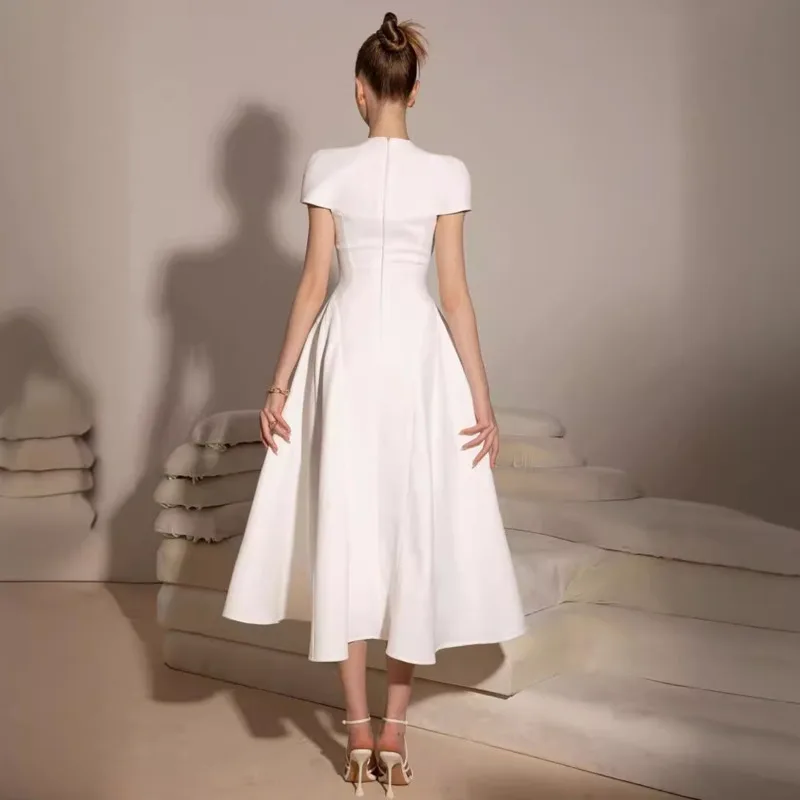 女性のためのエレガントなハイウエストイブニングドレス,スクエアカラー,パッチワークデザイン,新しい秋のファッション,2024