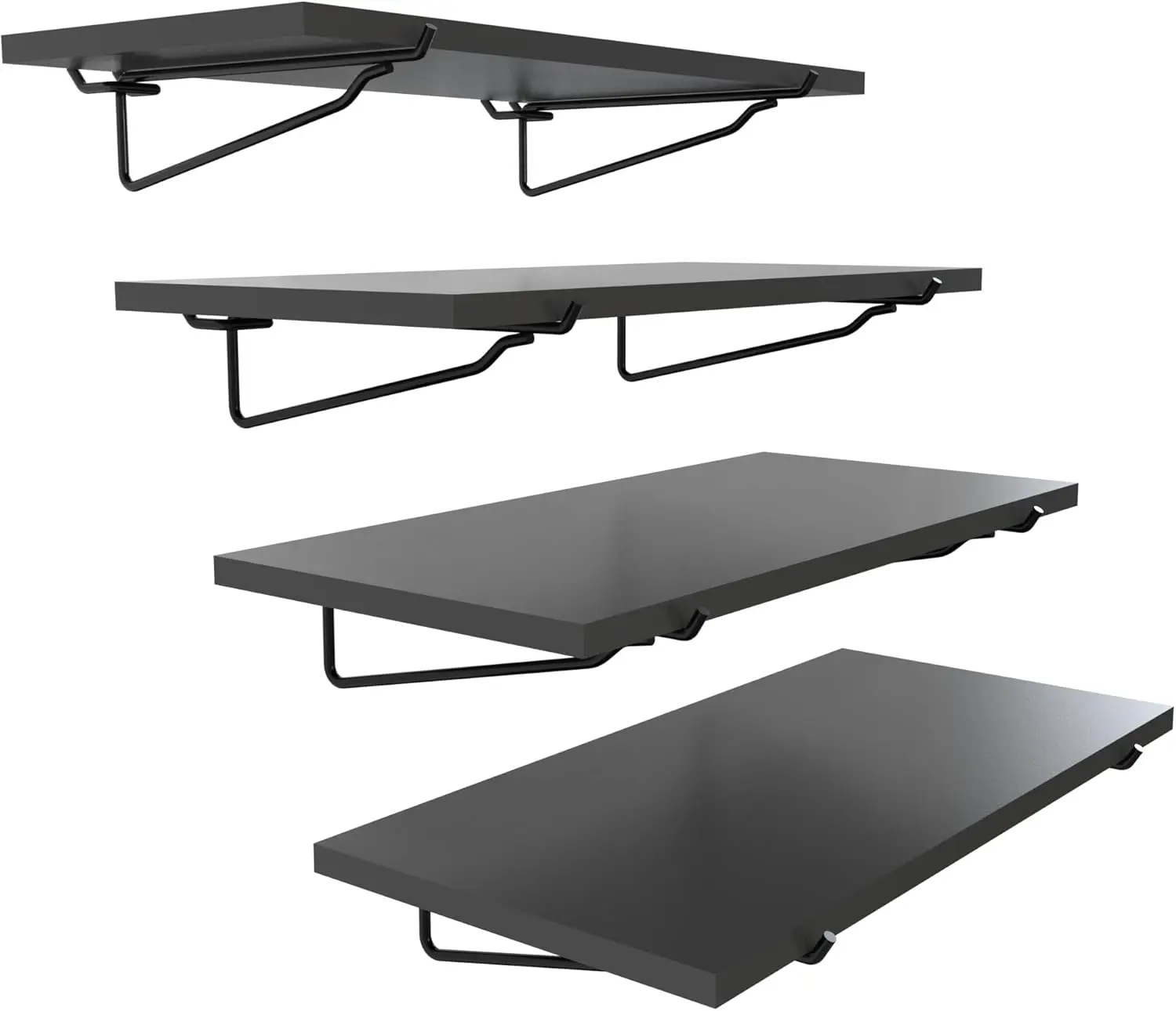 

4 Pack Wooden Pegboard Shelf 16x8 Inch Heavy Duty Shelving with Metal Brackets for Garage Craft Room and Retail Display