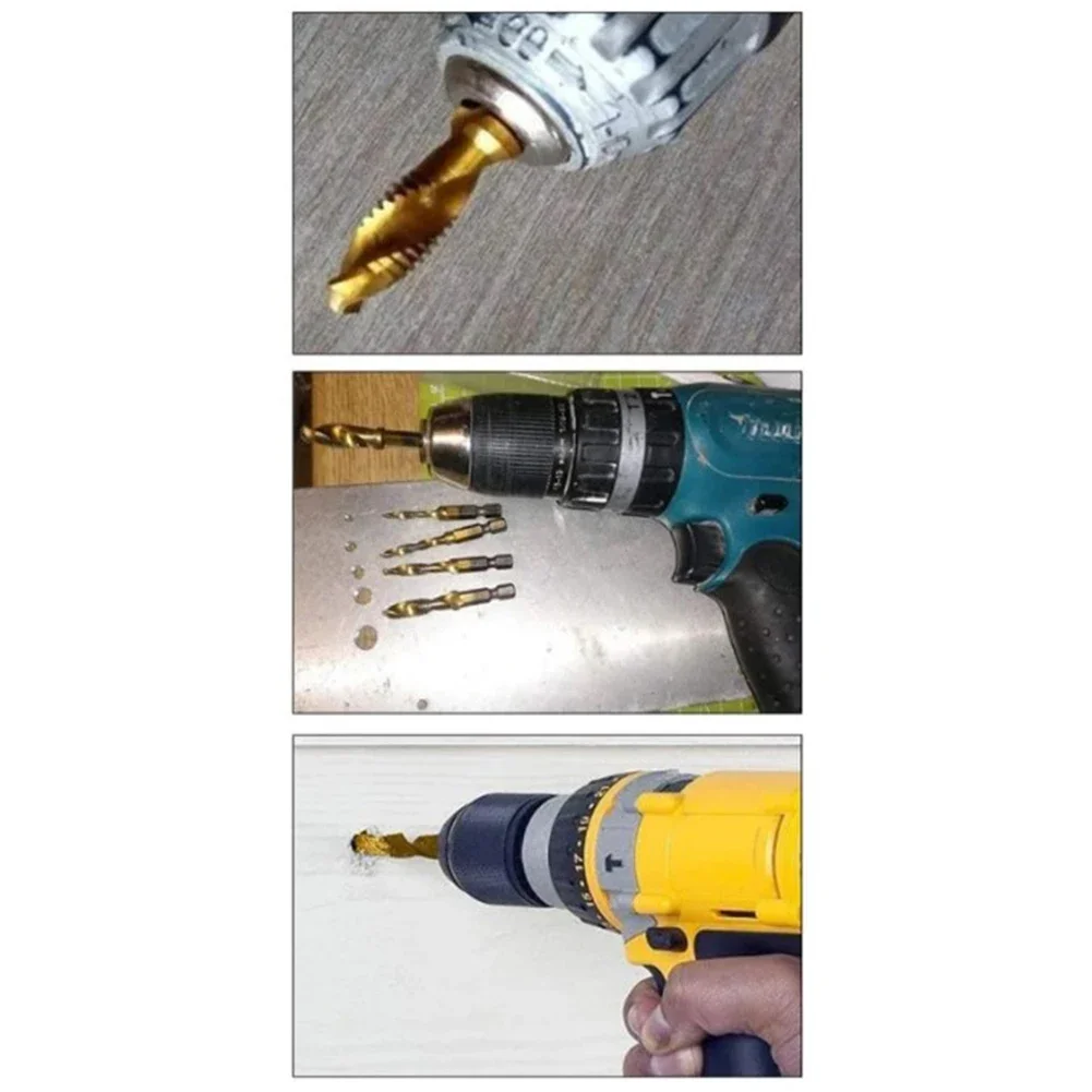 

Tap Drill Bit Hex Tools Parts Tap Titanium 1pc Shank Silver Threaded Accessories Compound Replacements Drill Bit For M3-M10