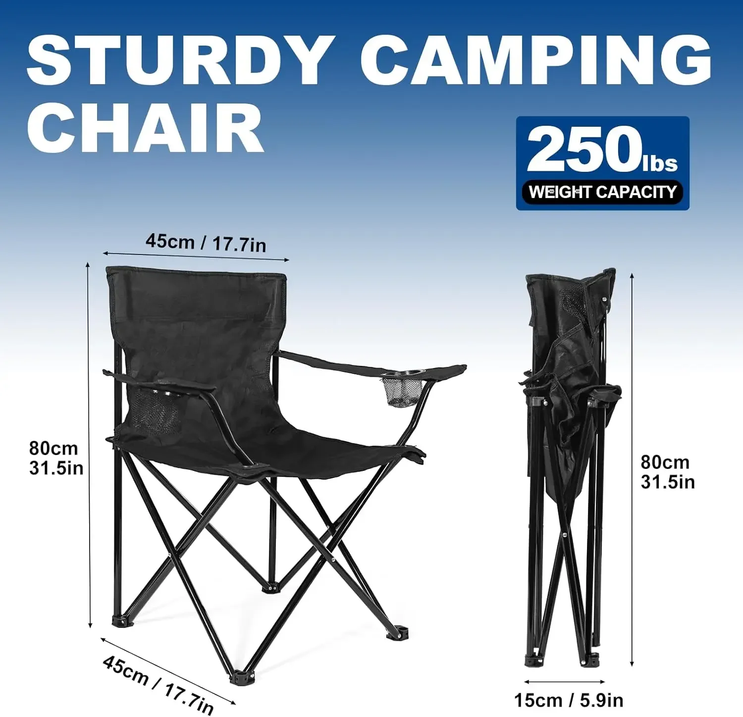 2 Pack Camping Chairs - Lightweight and Supportive Chairs for Teens and Lightweight Individuals - Compact, Durable, Basic