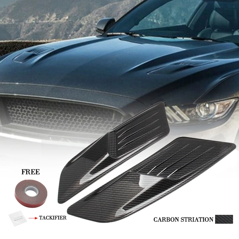 Cubierta delantera de fibra de carbono para coche Ford Mustang, embellecedor de admisión de aire, protectores de ventilación, 2015-2017