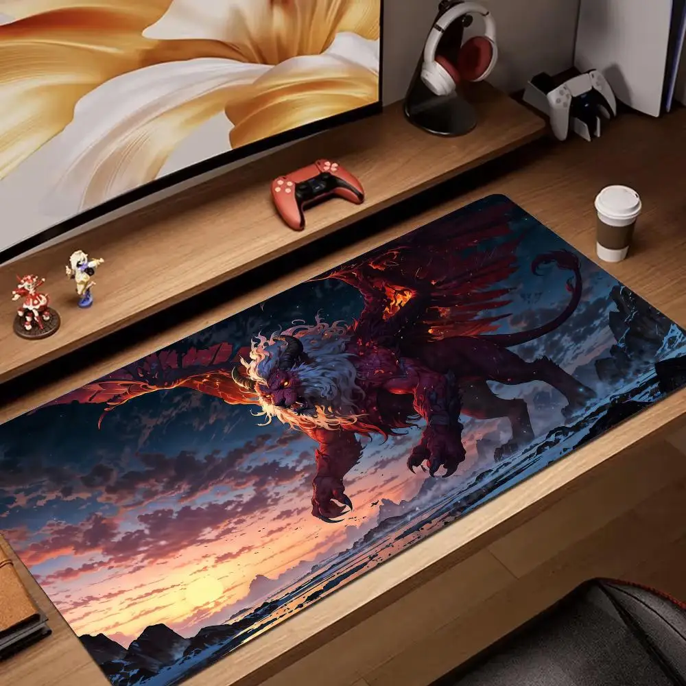 

Фэнтезийный дизайн льва, аниме, коврик для мыши, резиновый противоскользящий настольный коврик, аксессуары для ПК, игровой коврик, клавиатура, расширяющийся коврик для мыши, офисный коврик