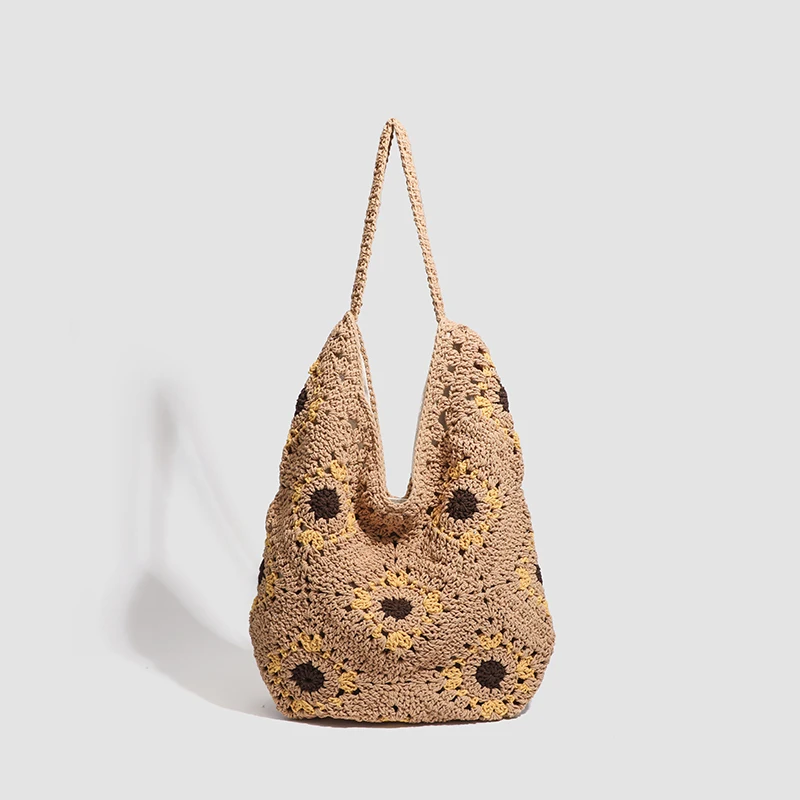 Beach Tote Bags For Women Luxury Designer Handbags And Purses 2026 New In Polyester Crochet Hook Hollow Underarm Cloth Shoulder