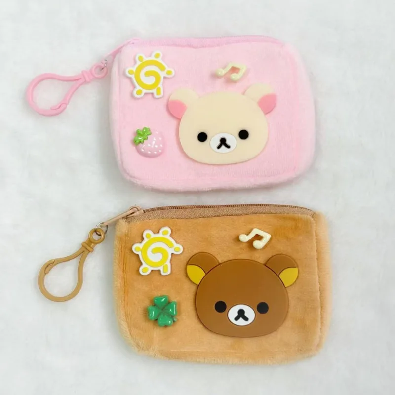 Kawaii Japanese Rilakkuma Plush Coin Purse 2025 Cute Bear Design Key Chain Pendant Storage Bag Backpack Decoration For Girls New