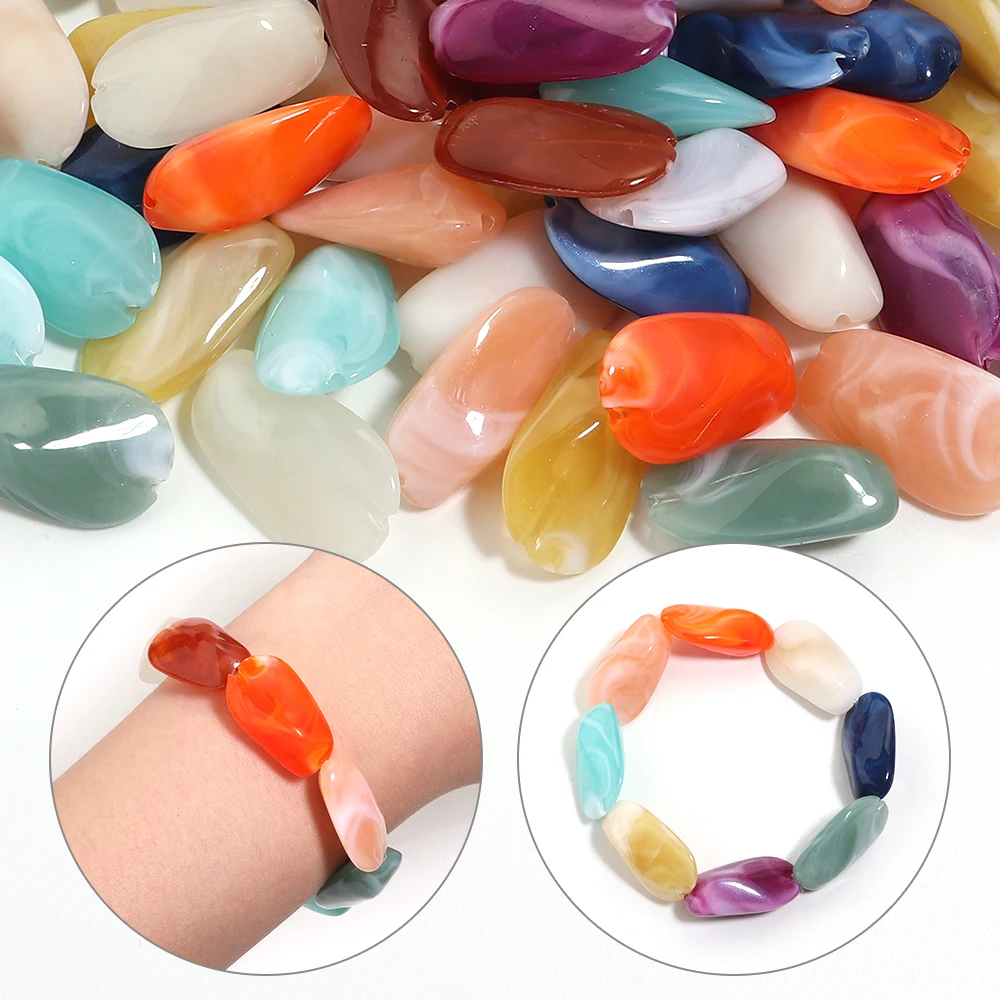 30pcs/Lot Irregular Double Colors Imitation Natural Stone Acrylic Beads for Jewelry Making Clouds Effect Loose Spacer Beads