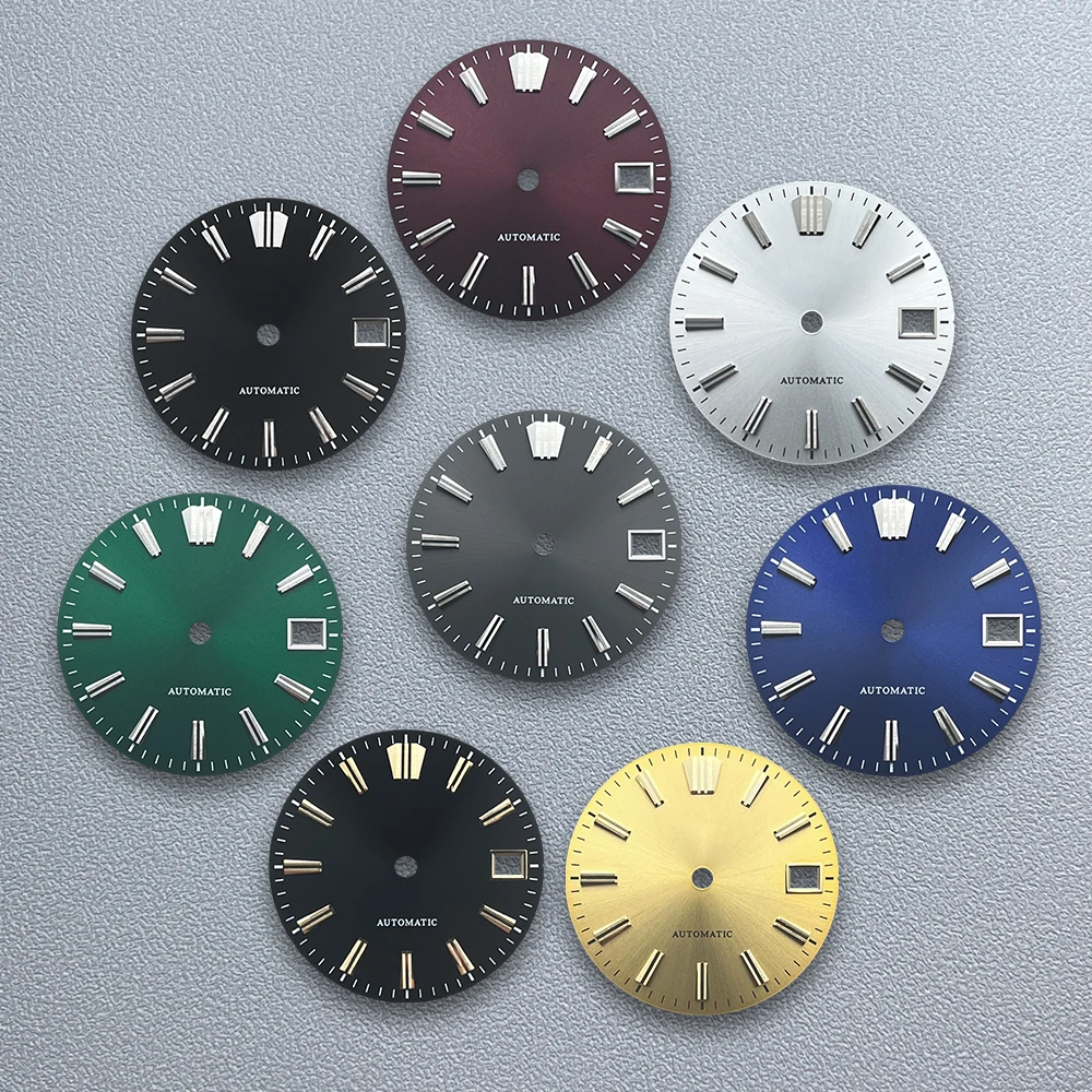 

28.5mm S Logo Sunray Dial Fit NH35/NH36/4R/7S Movement Applied Index Riveted Dial Watch Modification Accessories