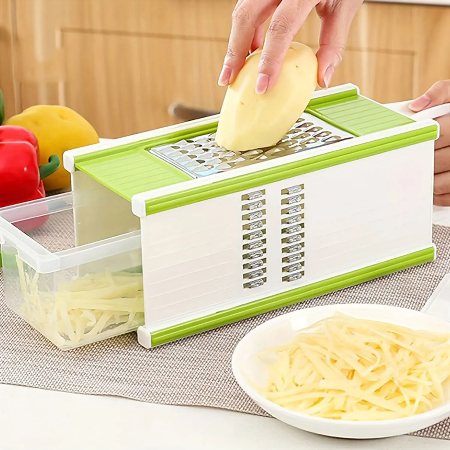 5-In-1 Multifunctional Vegetable Chopper & Slicer - Durable Abs, Perfect For Outdoor Cooking