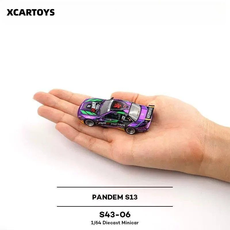 Xcartoys 1/64 POPRACE Nissan S13 EVA Painted Racing Car Alloy Model - High Xuan Jointed Racing Set Model
