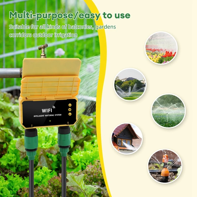 Dual Zone WIFI Solar Irrigation Smart APP Control Automatic Irrigation System Outdoor Water Garden Watering Tool