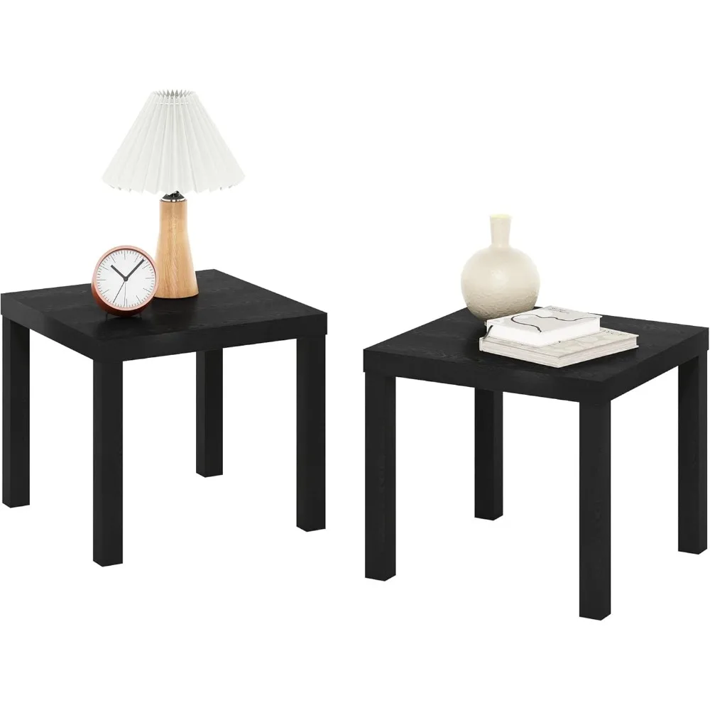 

Set of 2 Square Parsons Side End Tables, Black - Minimalist Style for Living Room or Bedroom