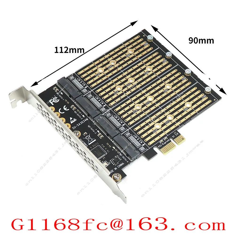 PCI-E X1 To Four-digit M.2 B-Key SSD To PCIE NGFF SATA Expansion Card Adapter Card