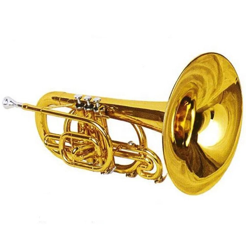 High Grade Gold lacquer  Stainless steel Piston Marching Mellophone Tone F