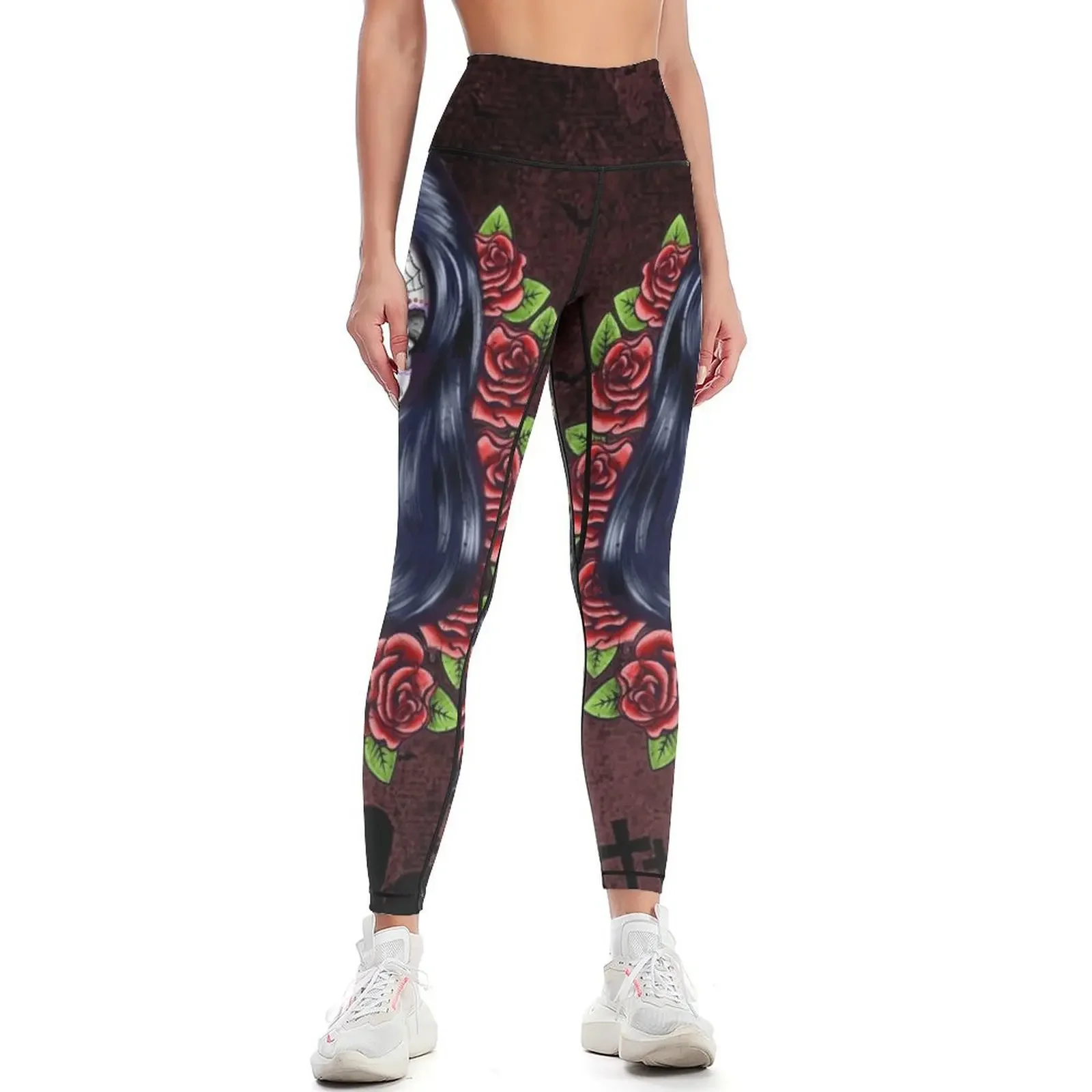 

sugar skull floral girl day of the dead ( dia de los muertos) Leggings Sweatpants harem pants sports for push up Womens Leggings