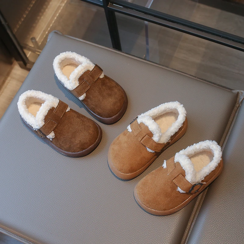 

Детские зимние сапоги для детей от 3 до 12 лет, светло-коричневые утолщенные хлопковые туфли с подкладкой для мальчиков и девочек, легкие нескользящие детские полусапожки
