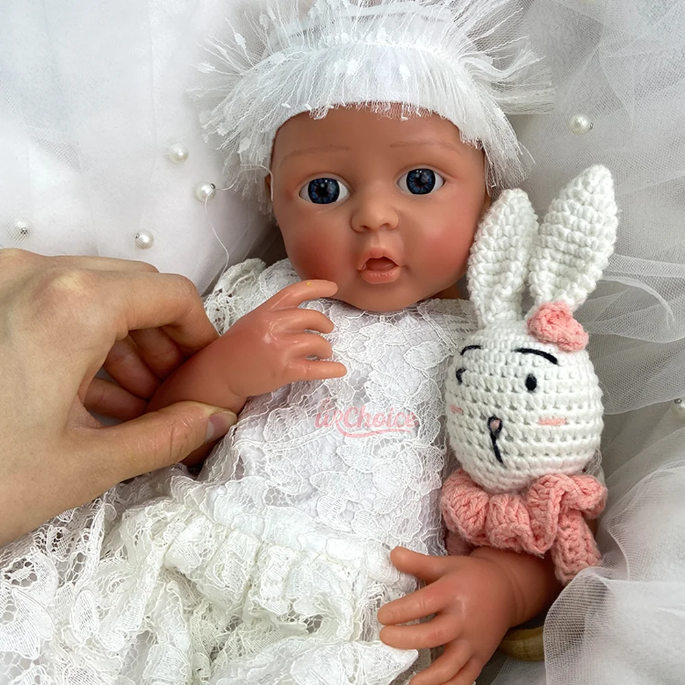 17" Full Body Silicone Reborn Baby Doll Blue Eyes Reborn Doll Washable Realistic Newborn For Collectors Display Photography Prop