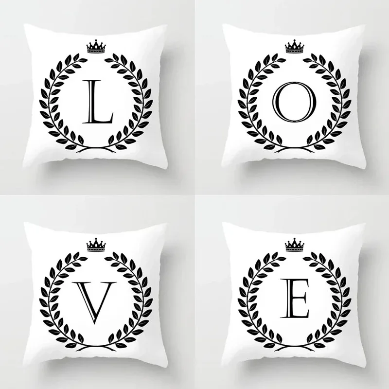 26 Alphabet Print Decorative Pillowcase Living Room Office Ornaments Home Pillowcase