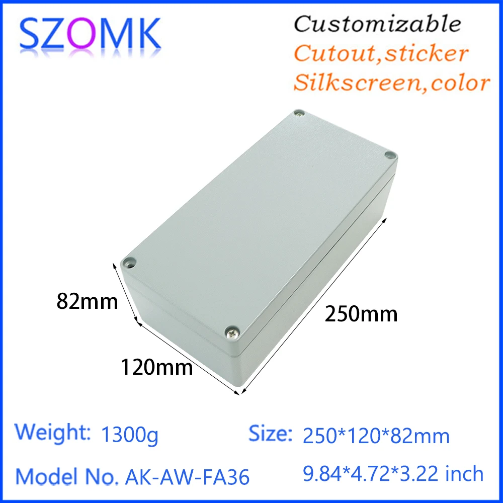 SZOMK 250x120x82mm Alloy Aluminum Die Casting Mold Aluminum Anodized Extrusion Enclosure Aluminum Box Enclosure Ip65