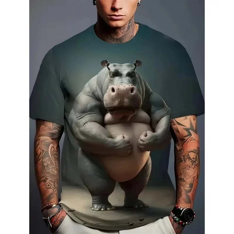 Fun Animal Patte 3D Print Sport Quick-dry Breatha Men T-shirt Outdoor Street Casual Role-playing Parent-child Wear Short Sleeve