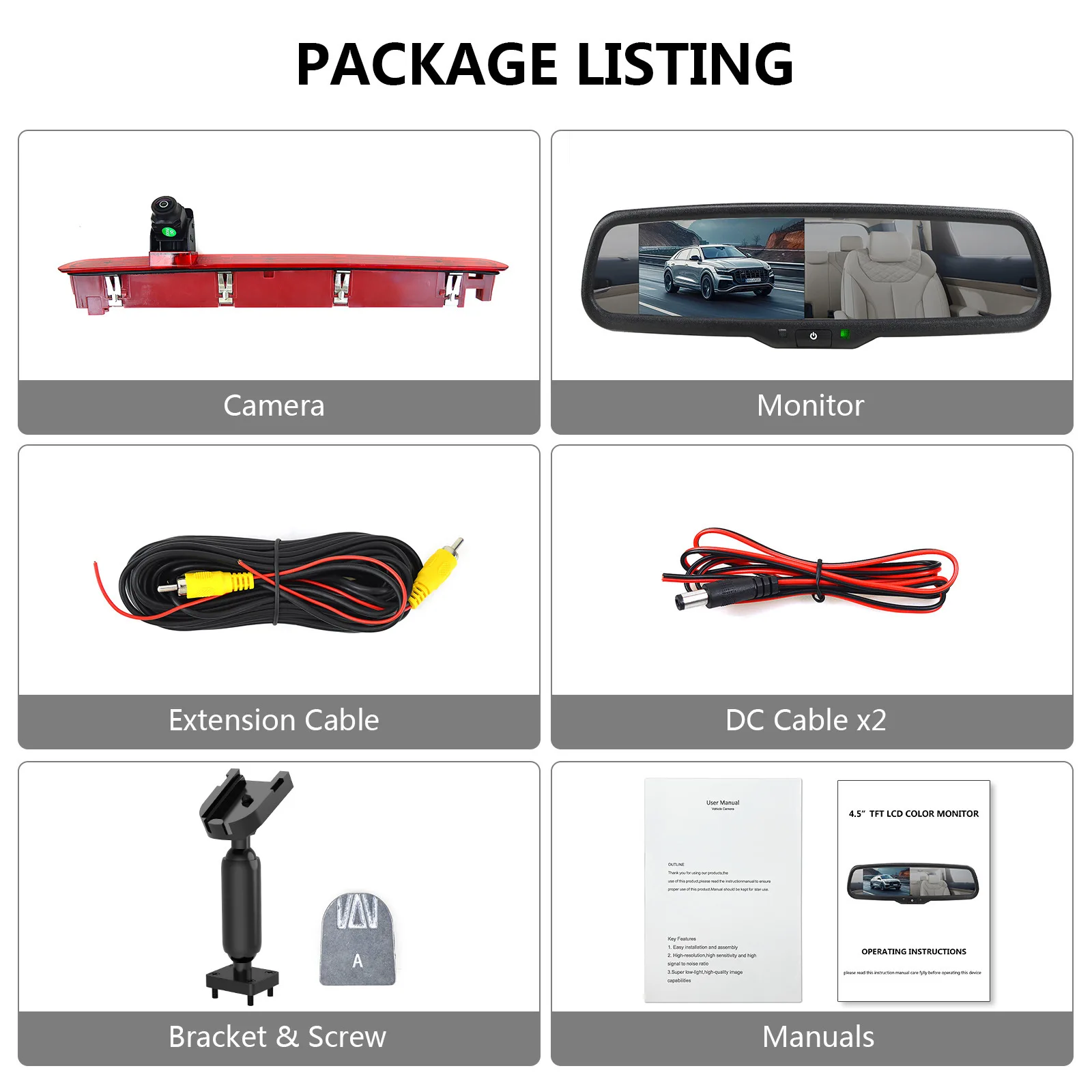 

AHD720P for 3rd Brake Light Rear View Camera For VW Transporter T6&T6.1 ((2016-Current) Reversing Camera Mirror Monitor Kit