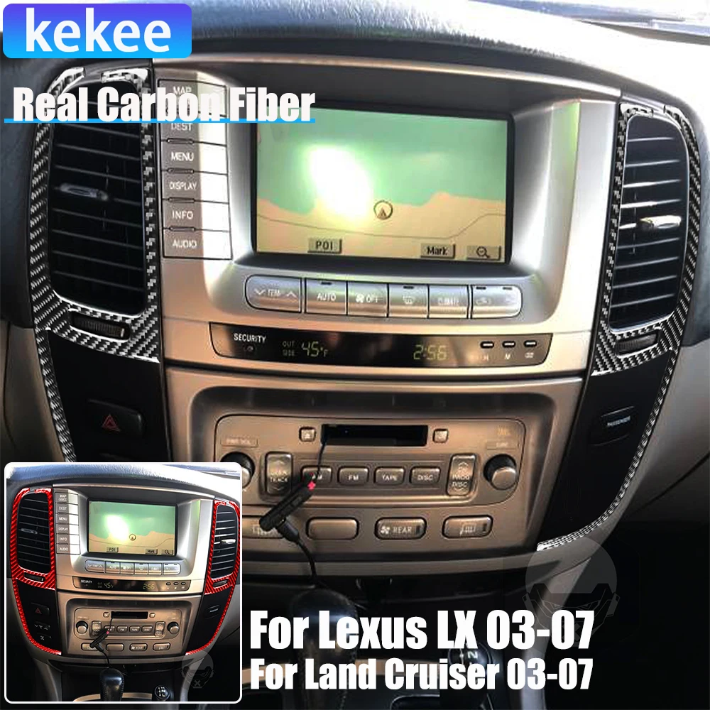 

Real Carbon Fiber Car Accessories Center Console Air Vent Trim Cover Soft Sticker For Lexus LX For Toyota Land Cruiser 2003-2007