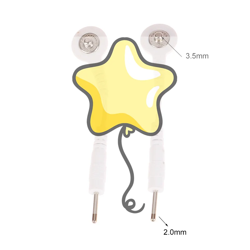 

2PCS Electrode Lead Wire Connecting Cables Plug 2.0mm Snap 3.5mm Male connector cable Use For Tens/EMS Massage Machine Device