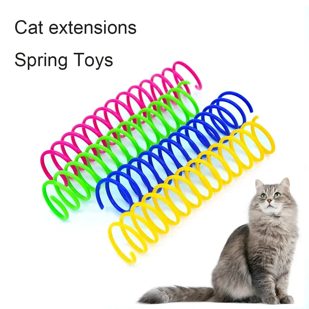 4/8pcs Cat Large Color Plastic Spring Toy Beating Dog Samll Toy Interactive Funny Kitten Good Supplies Accessories Home