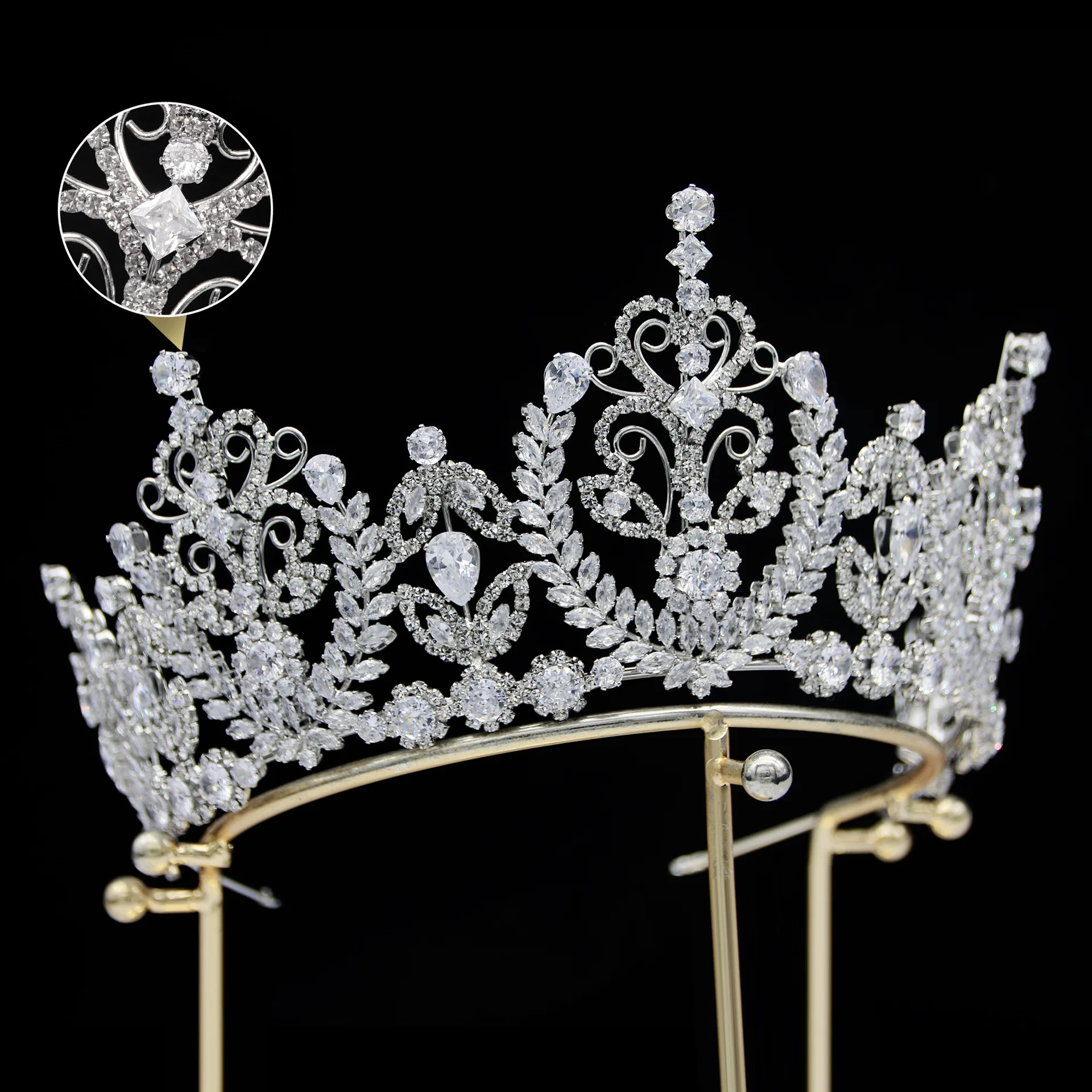 24 Hours Shipping High Quality CZ Rhinestones Crowns For Women With Crystals