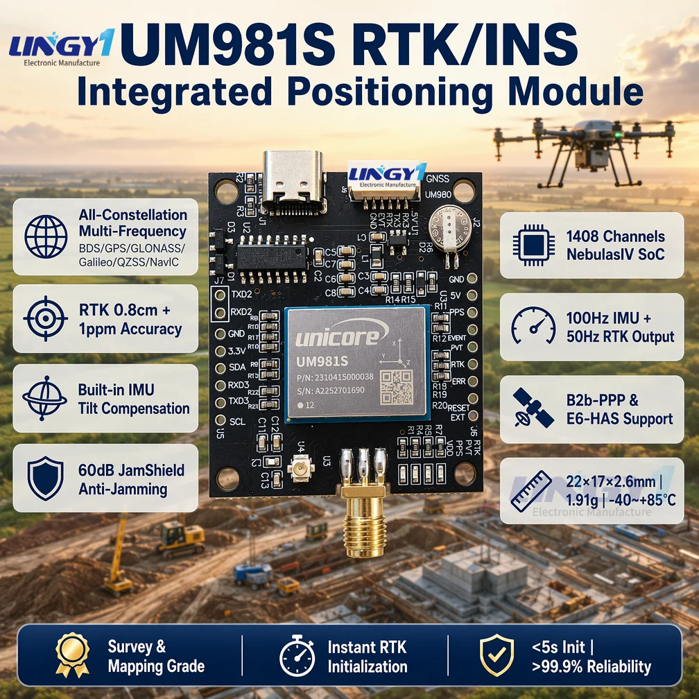 UM981/UM981S All-constellation GNSS Module-RTK/INS Integrated High Precision 1408 Channels for Surveying Precision Agriculture