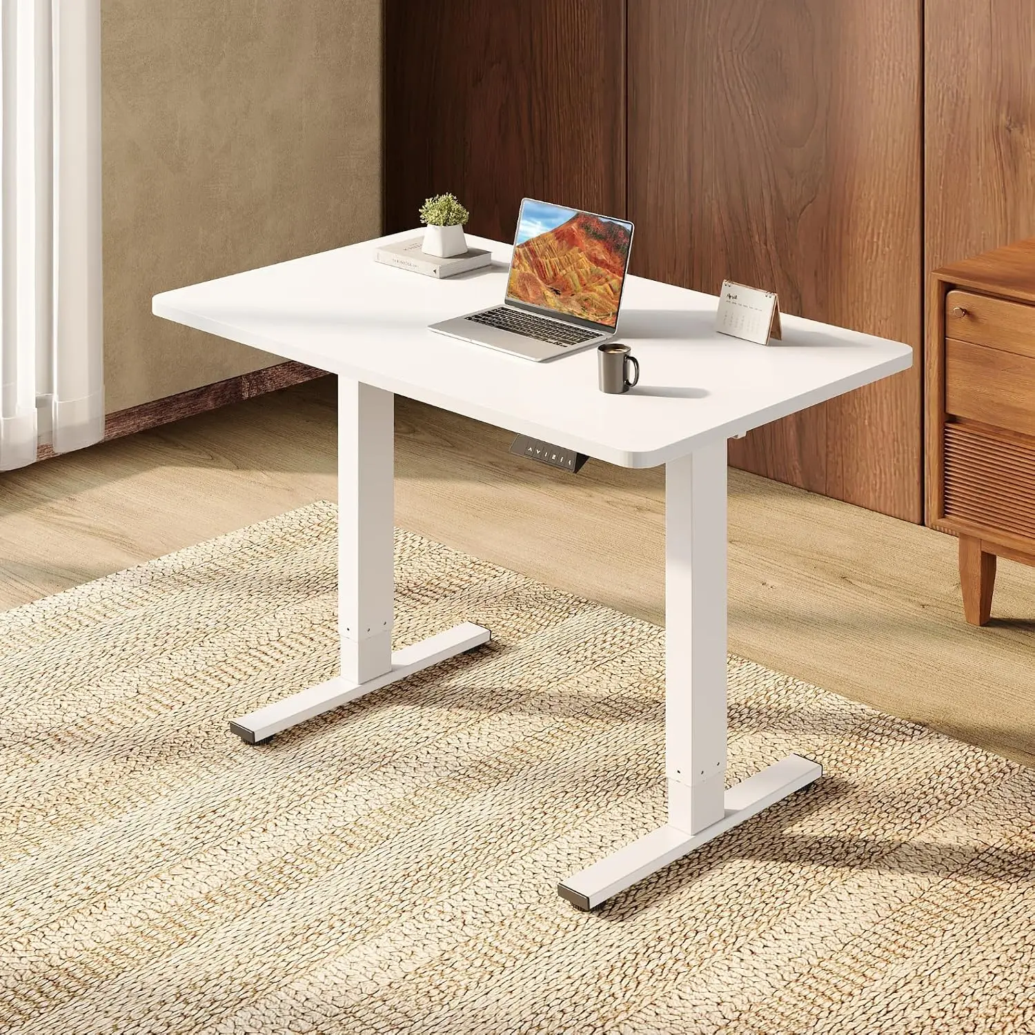 One-Piece Electric Height Adjustable Standing Desk 40x24 Inch Ergonomic Home Office Workstation, Customized