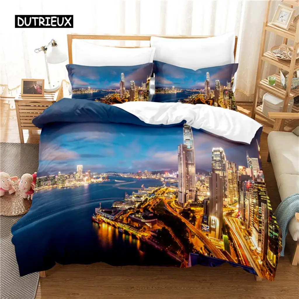 

Seaside City Bedding Set Duvet Cover Set 3d Bedding Digital Printing Bed Linen Queen Size Bedding Set Fashion Design