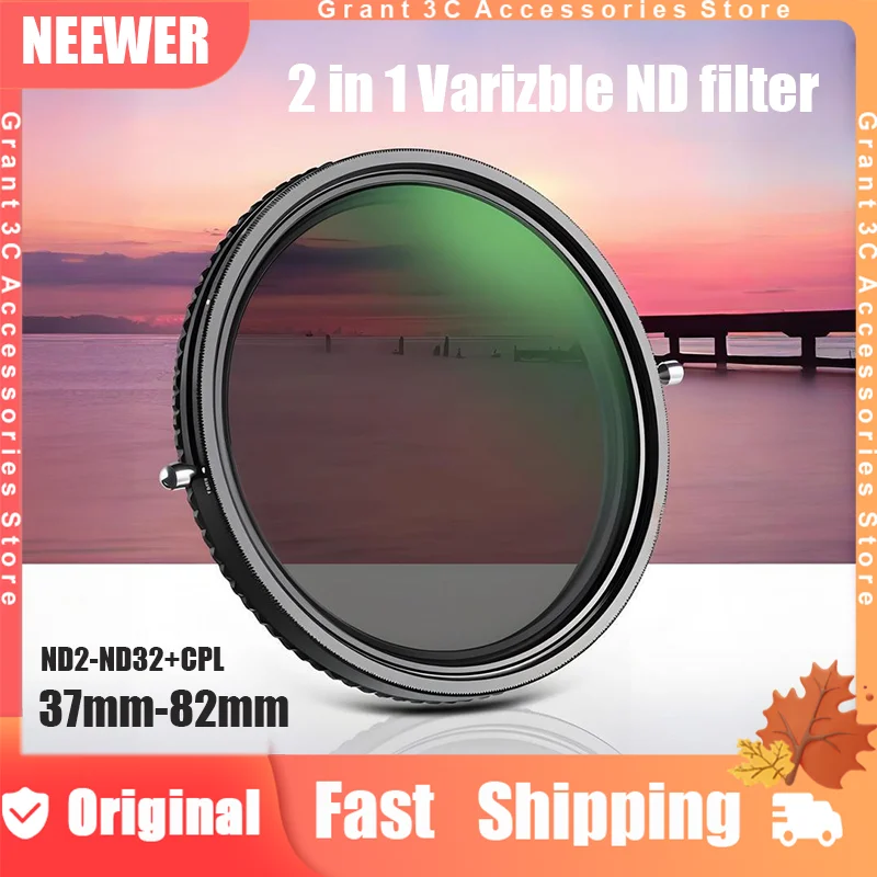 NEEWER 2-in-1 variabler ND2-ND32- und CPL-Filter, individuell, kein X-Kreuz, 30-lagiger,