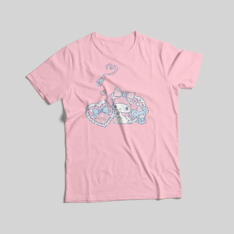 

Футболки с принтом серии Sanrio, 100% хлопок, доступны в 8 цветов, бестселлер базового стиля Mommy and Me / женская одежда