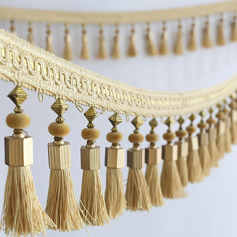 

1m Long Gold Sewing Tassel Fringe Lace for Home Accessories Trim Curtain Thread Decorative DIY Fabric Webbing Tassle Fringes