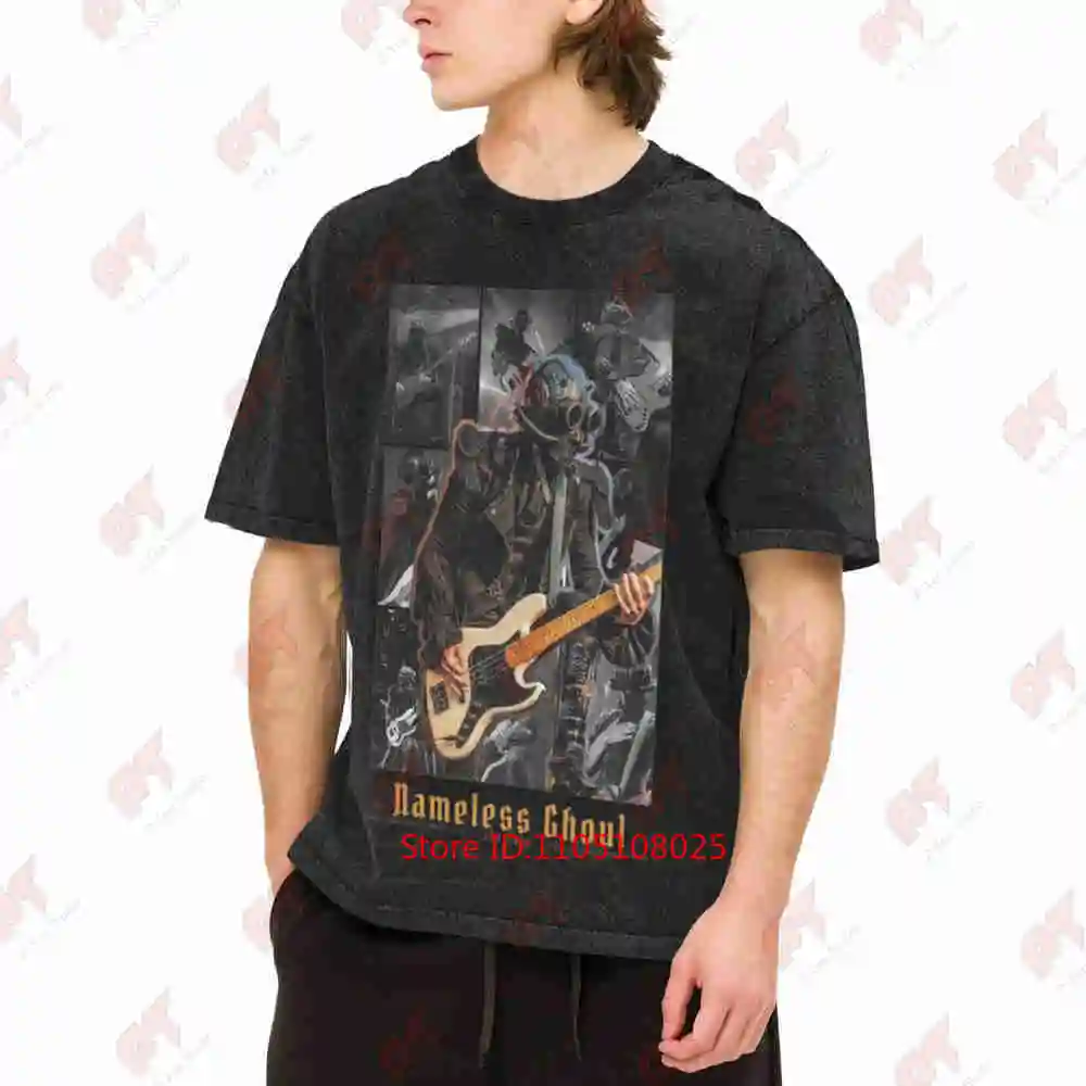 Ghost Nameless Ghoul Rain Poster Vintage Washed Tee Pure Cotton T-Shirt