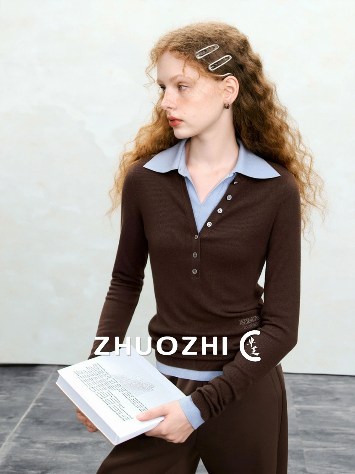 

Retro Sle Slim Fit Knitted Sweater Fake Two-Piece Women's Spring Commute Versatile Meralad Top Comfortable Soft Fabric Long...